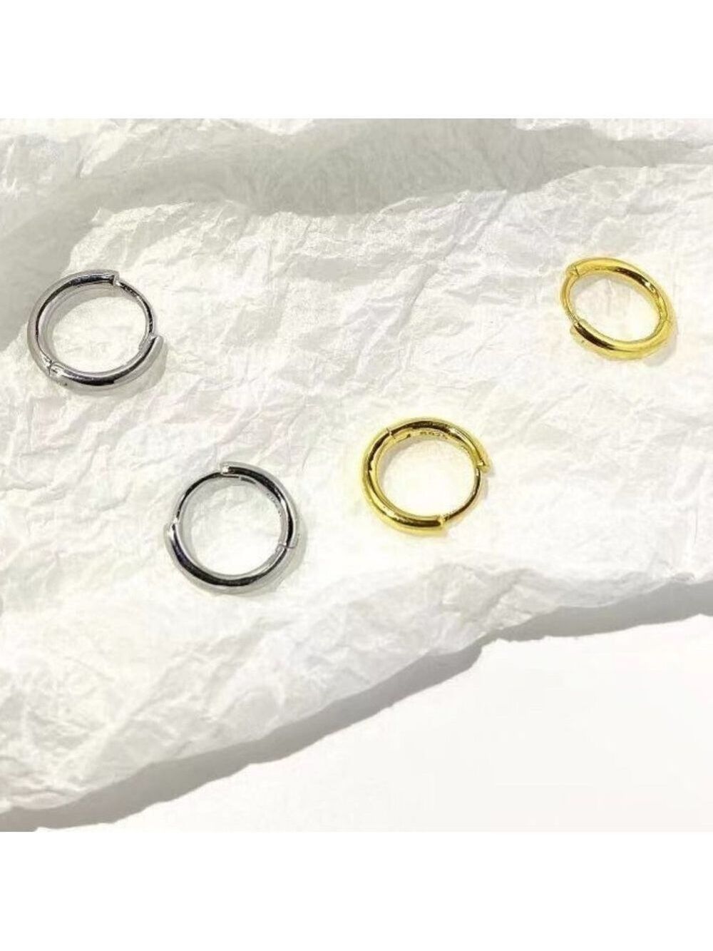 18k Gold Plated Sterling silver hoop Earrings - Picture 2 of 8